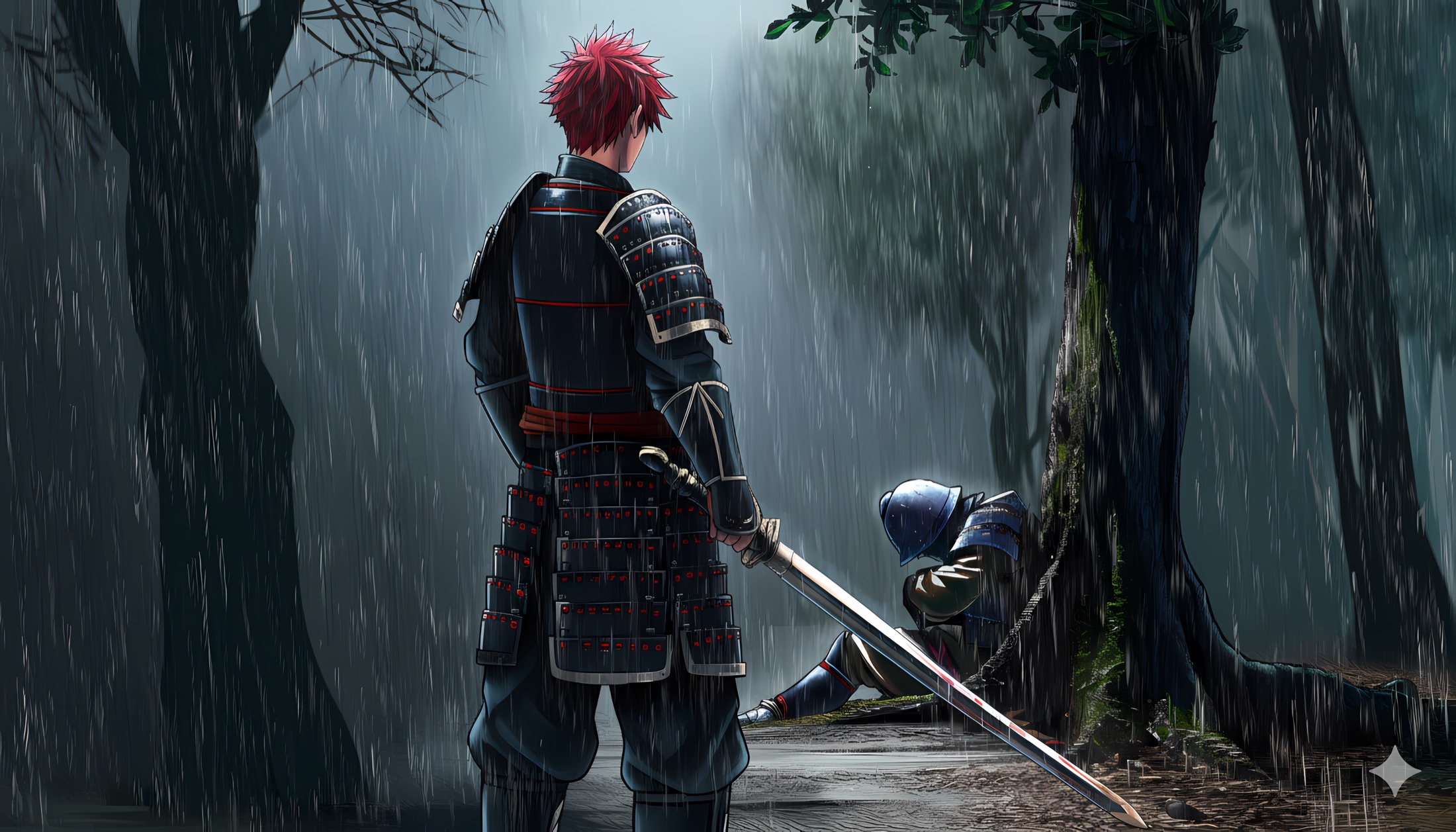 朱絃 standing in the rain in The Scribe and the Swordsman